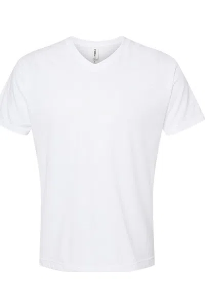 Tultex Unisex Poly-rich V-neck T-shirt In White