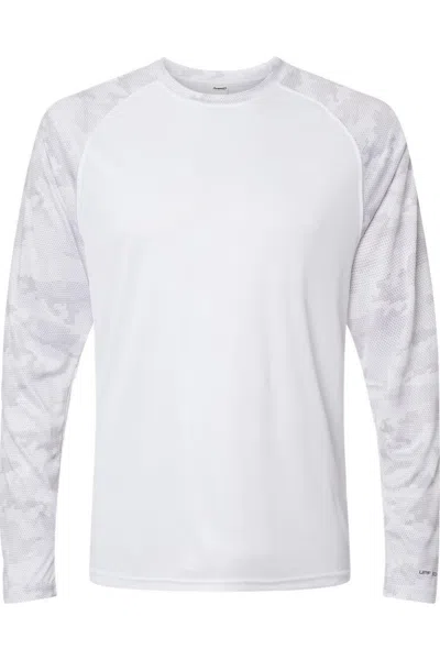 Paragon Cayman Performance Camo Colorblocked Long Sleeve T-shirt In White