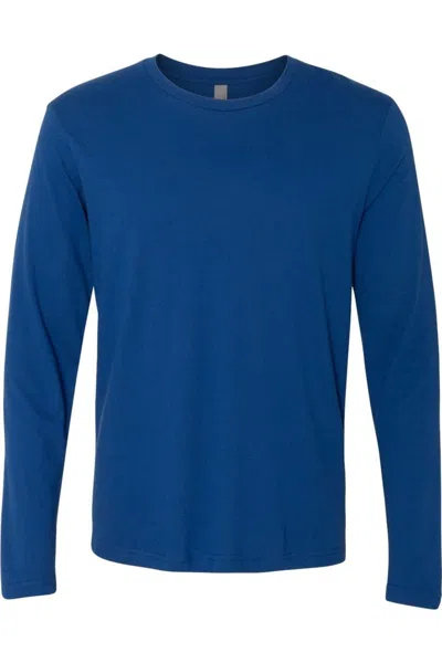 Next Level Unisex Cotton Long Sleeve T-shirt In Blue