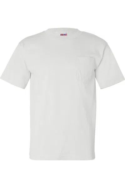 Bayside Usa-made Midweight Pocket T-shirt In White