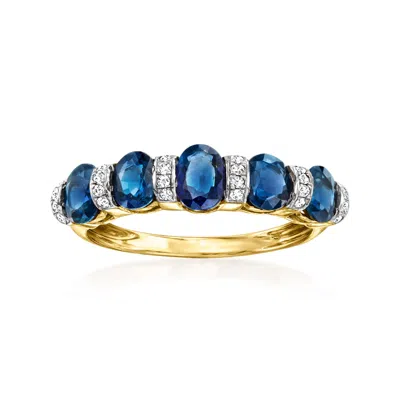 Ross-simons Sapphire And . Diamond Ring In 14kt Yellow Gold In Blue
