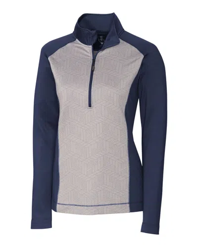 Cutter & Buck Cbuk Ladies' All-star Printed Half-zip Jacket In Blue