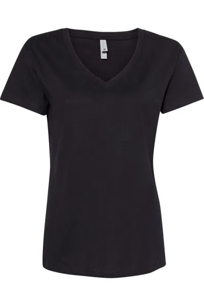Next Level Womens Cotton V-neck T-shirt In Black