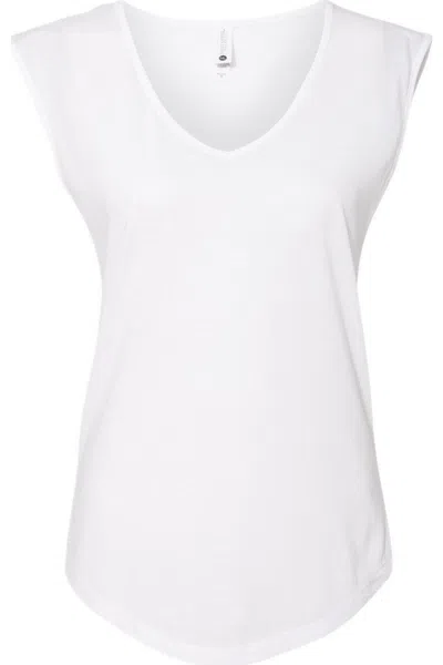 Next Level Women´s Festival Sleeveless Deep V-neck T-shirt In White