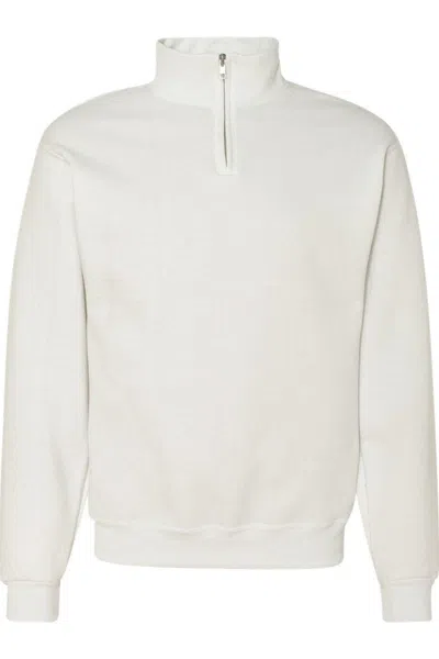 Jerzees Nublend Cadet Collar Quarter-zip Sweatshirt In White