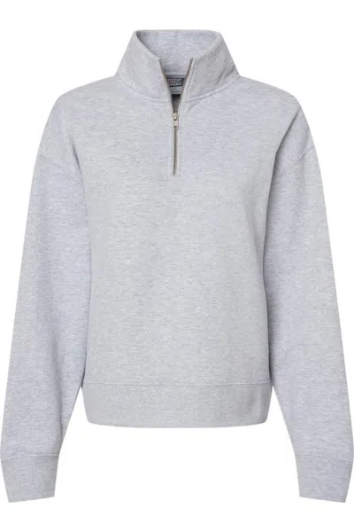 Mv Sport Women´s Sueded Fleece Quarter-zip Sweatshirt In Grey