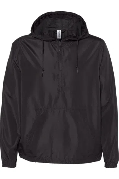 Independent Trading Co. Lightweight Quarter-zip Windbreaker Pullover Jacket In Black
