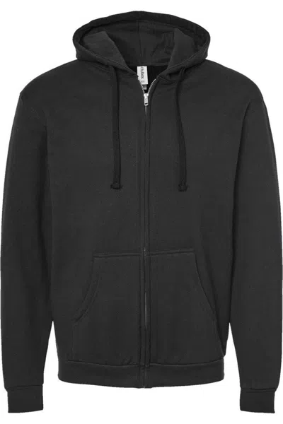 Tultex Unisex Full-zip Hooded Sweatshirt In Black