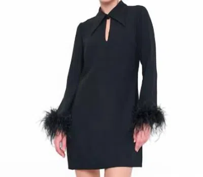 Flora Bea Fabulous Feather Dress In Black In Black