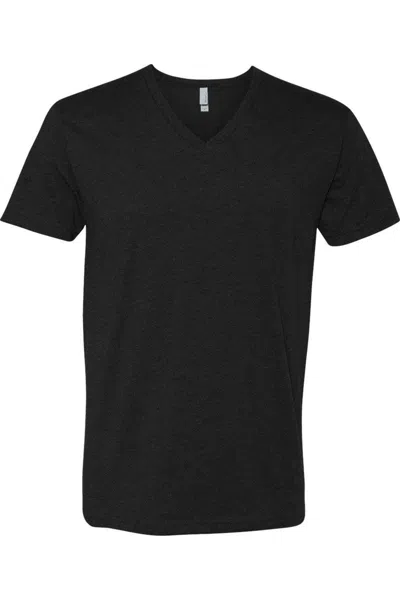Next Level Unisex Cotton V-neck T-shirt In Black