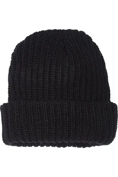 Sportsman 12 Chunky Knit Cuffed Beanie In Black