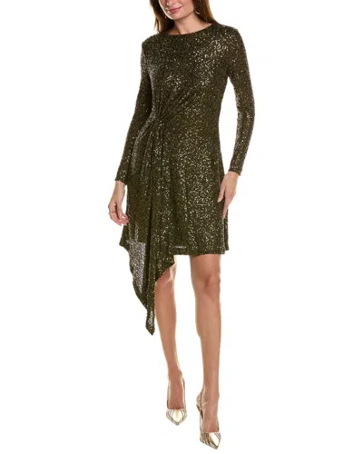 Taylor Sequin Mesh Embellished Mini Dress In Green