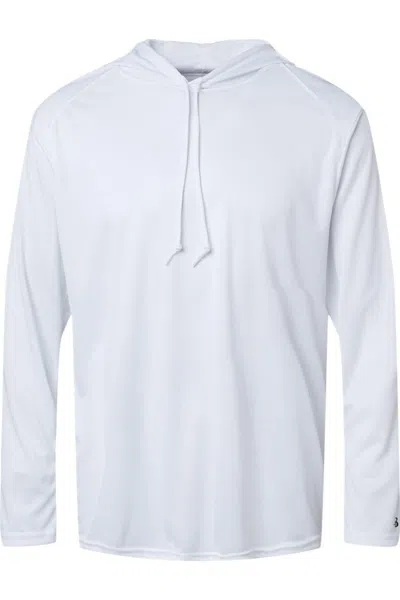 Badger B-core Hooded Long Sleeve T-shirt In White
