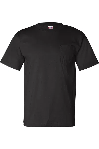 Bayside Usa-made Short T-shirt With A Pocket In Black