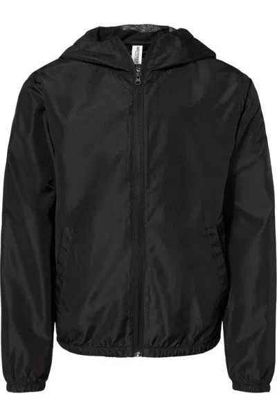 Independent Trading Co. Youth Lightweight Windbreaker Full-zip Jacket In Black
