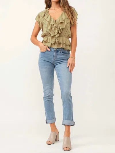 DEAR JOHN DENIM BLAIR MID RISE STRAIGHT LEG JEANS IN LIGHT DENIM 
