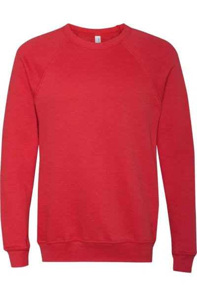 Bella+canvas Sponge Fleece Raglan Crewneck Sweatshirt In Red