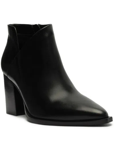 Arezzo Cora Womens Leather Block Heel Mid-calf Boots In Black