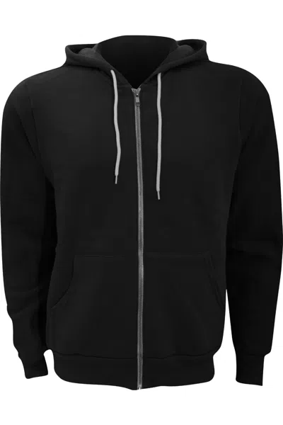 Bella+canvas Canvas Unisex Zip-up Polycotton Fleece Hooded Sweatshirt / Hoodie In Black
