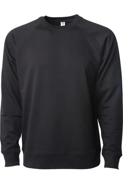 Independent Trading Co. Icon Lightweight Loopback Terry Crewneck Sweatshirt In Black