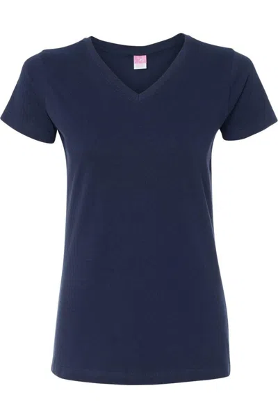 Lat Women´s V-neck Fine Jersey Tee In Blue