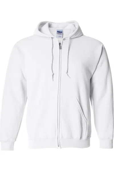 Gildan Heavy Blend Unisex Adult Full Zip Hooded Sweatshirt Top In White