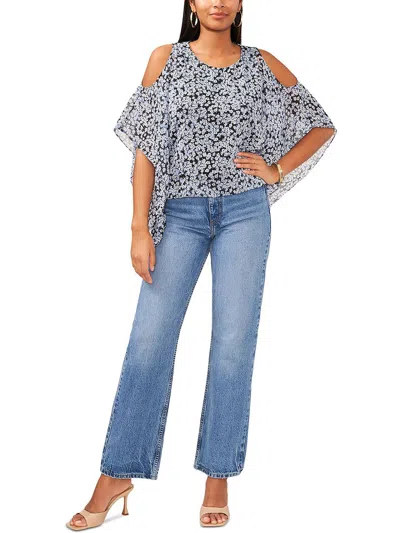 Sam & Jess Womens Cold Shoulder Floral Print Blouse In Multi