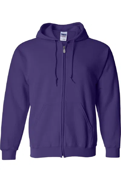Gildan Heavy Blend Unisex Adult Full Zip Hooded Sweatshirt Top In Purple