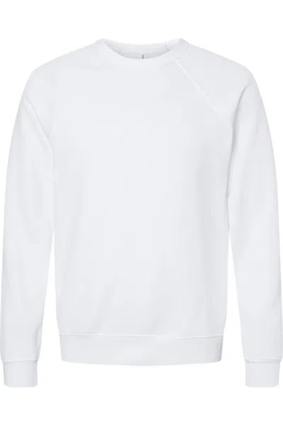 Bella+canvas Sponge Fleece Raglan Crewneck Sweatshirt In White