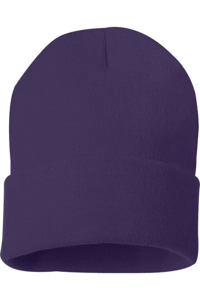 Sportsman Solid 12 Cuffed Beanie In Purple