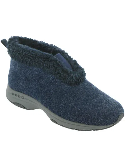 Easy Spirit Treepose 2 Womens Faux Fur Lined Bootie Slippers In Blue
