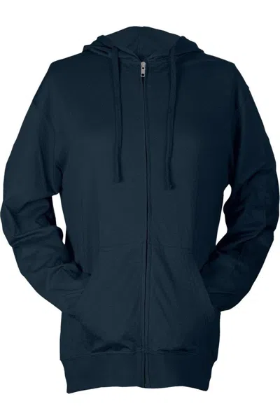 Tultex Unisex Beach Full-zip Hooded Long Sleeve T-shirt In Blue
