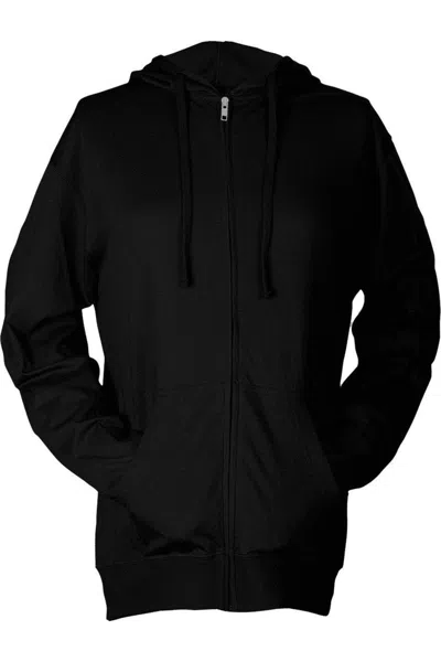 Tultex Unisex Beach Full-zip Hooded Long Sleeve T-shirt In Black