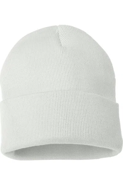 Sportsman Solid 12 Cuffed Beanie In White