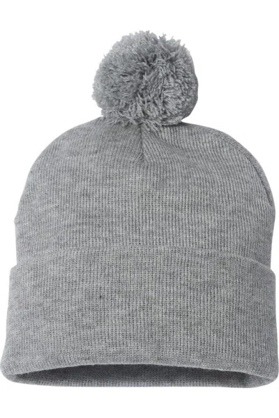 Sportsman Pom-pom 12 Knit Beanie In Grey
