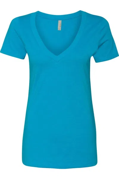 Next Level Womens Cvc Deep V-neck T-shirt In Blue