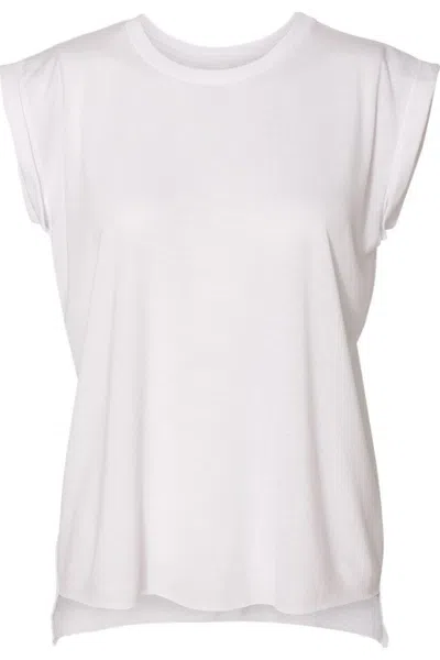 Bella+canvas Womens Flowy Rolled Cuffs Muscle Tee In White