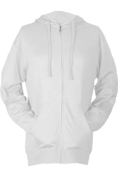 Tultex Unisex Beach Full-zip Hooded Long Sleeve T-shirt In White