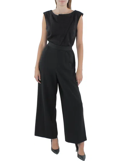 Dkny Women's Asymmetric Short-sleeve Wide-leg Jumpsuit In Black