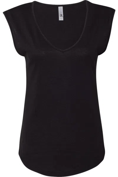 Next Level Women´s Festival Sleeveless Deep V-neck T-shirt In Black