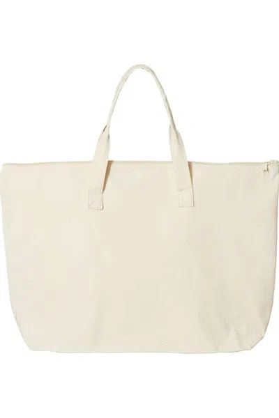 Liberty Bags Tote With Top Zippered Closure In White