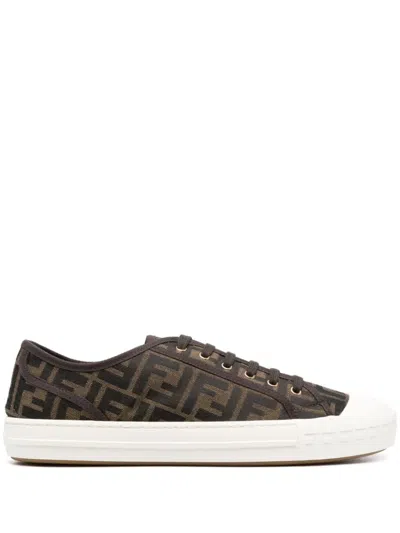 Shop Fendi Low-top In Brown