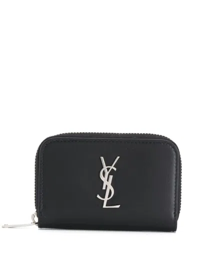 Saint Laurent Men's Zipper Around Wallet In Black
