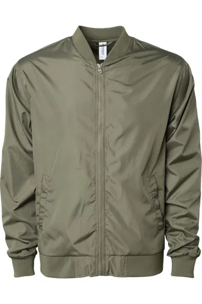 Independent Trading Co. Lightweight Bomber Jacket In Green