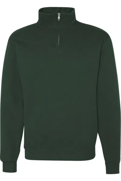 Jerzees Nublend Cadet Collar Quarter-zip Sweatshirt In Green
