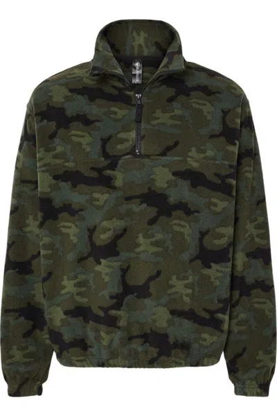 Burnside Polar Fleece Quarter Zip Sweatshirt In Green