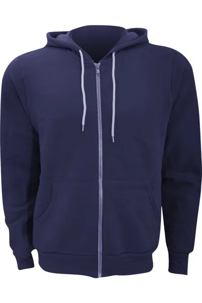 Bella+canvas Canvas Unisex Zip-up Polycotton Fleece Hooded Sweatshirt / Hoodie In Blue