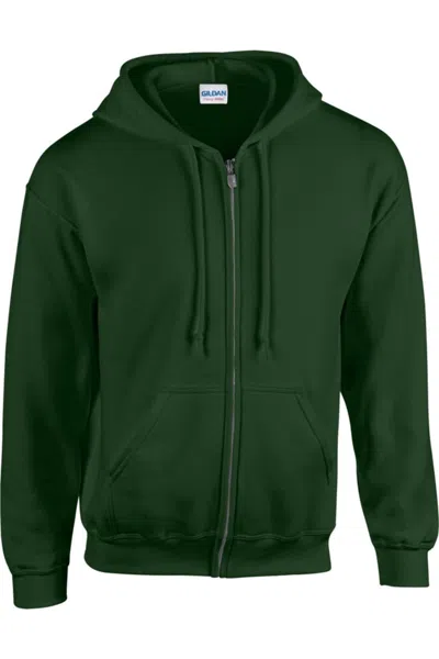 Gildan Heavy Blend Unisex Adult Full Zip Hooded Sweatshirt Top In Green