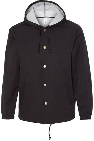 Independent Trading Co. Water-resistant Hooded Windbreaker In Black