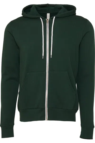 Bella+canvas Canvas Unisex Zip-up Polycotton Fleece Hooded Sweatshirt / Hoodie In Green